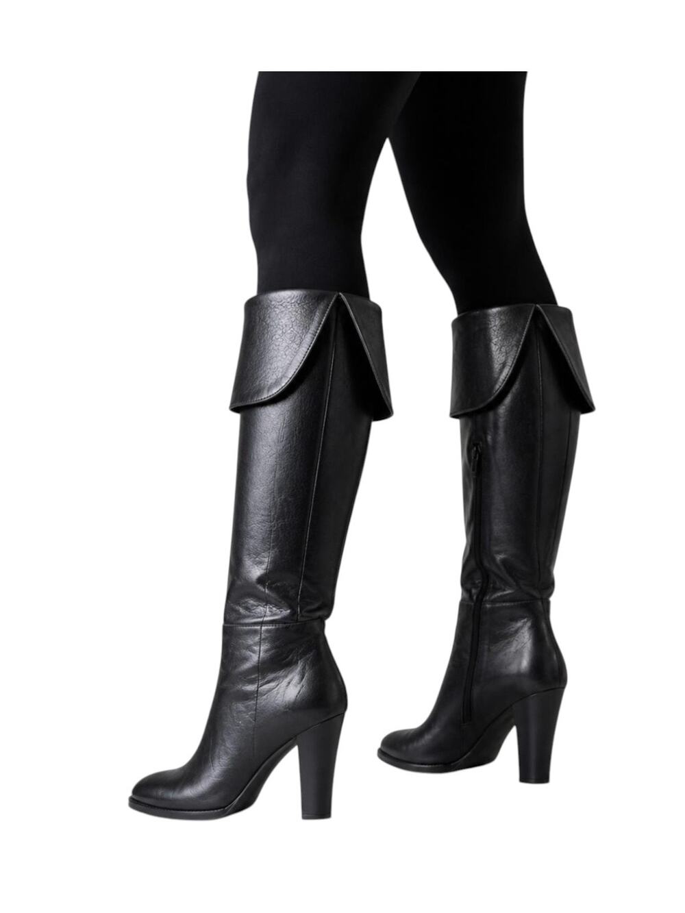 MAX DE CARLO Italian Made Black Leather Heeled Knee High Boots Size 9B